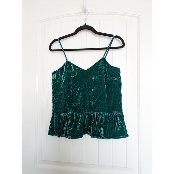 J.Crew Peplum Top Womens Sz 0 Kelly Green Velvet Burnout Silk Whimsigoth Fairy - Picture 7 of 8